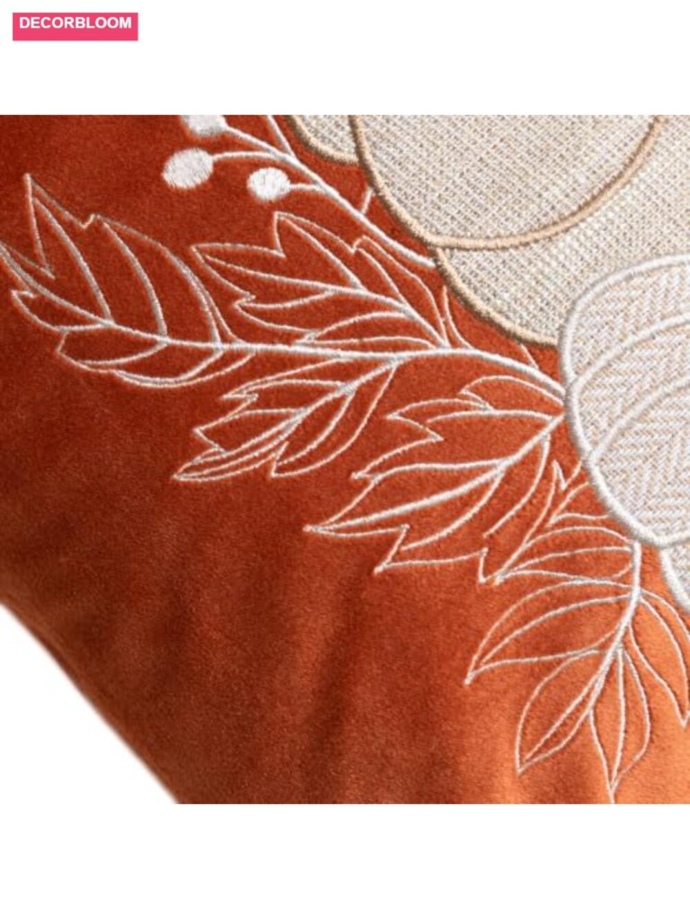Embroidered Pumpkin Velvet Throw Pillow Cover 12x20 Farmhouse Fall Decor - Picture 5 of 6